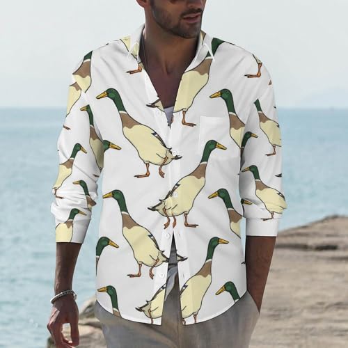 Mallard Ducks Long Sleeve Dress Shirts for Men - Casual Button Down Shirts for Men with Pocket2