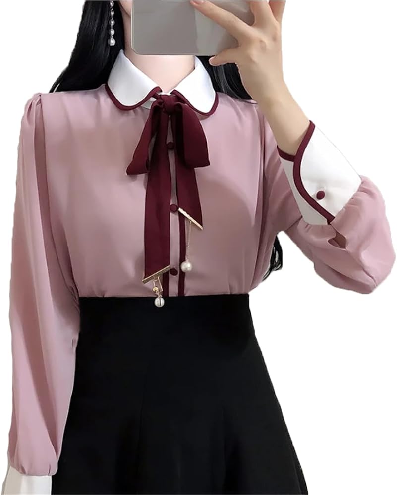 Women Shirt Bowtie Womens Tops and Blouses Long Sleeve at Amazon Women Shirt Bowtie Womens Tops and Blouses Long Sleeve at Amazon
