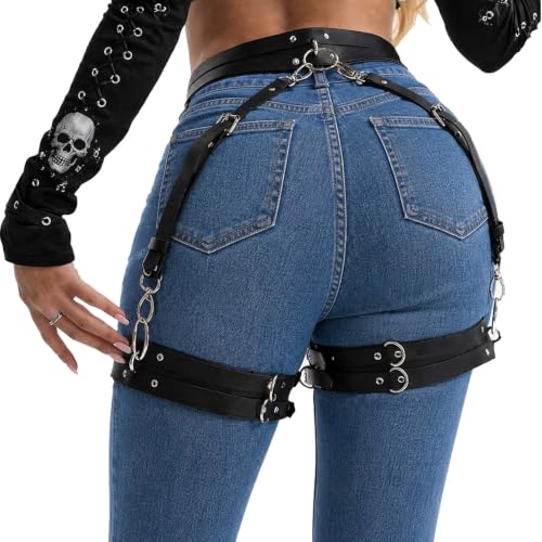 Womens garter belt Leather Thigh harness Punk Leg Belts lingerie Bar Carnival Party Cosplay outfits Accessories