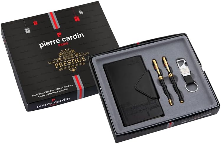 Pierre Cardin Prestige Premium Gift Set | 2 Elegant Pens, 1 Keychain & 1 Luxirous Leather Cover Diary | Ideal for Diwali, Festive & Corporate Gifting