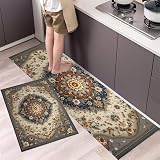 Alfombrillas antideslizantes y seguras: La base con puntos antideslizantes proporciona un buen agarre sobre diferentes tipos de suelo, ayudando a reducir el riesgo de resbalones y caídas. Los tapetes de cocina pueden proteger el piso del aceite, la humedad, las salsas o las partículas de comida.Para mayor estabilidad, cada paquete incluye adhesivos antideslizantes, que permiten fijar las alfombrillas según sea necesario.Nota: no colocar sobre suelos mojados
