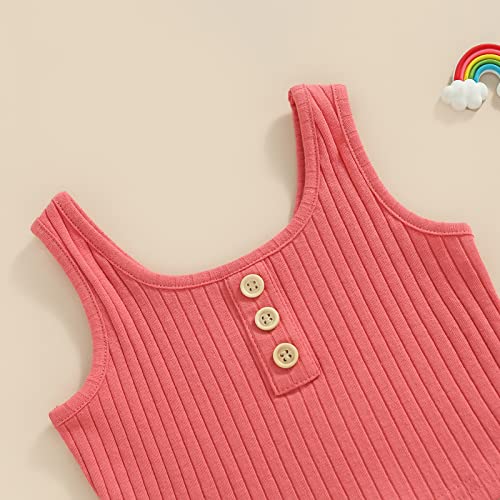 Image of Little Toddler Kids Girl Clothes Set 1-8 Years Summer Outfits Solid Color Tank Tops & Shorts