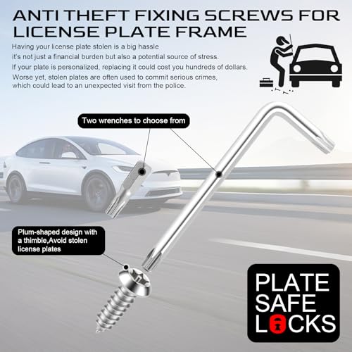 Image of LivTee Anti Theft License Plate Screws Set for Securing Frames and Covers, License Plate Bolts, M6 (1 /4 inch) Tamper Proof Screws, Fastener Nut, Caps Cover for Front Rear Frame Holder Mounting - Silver