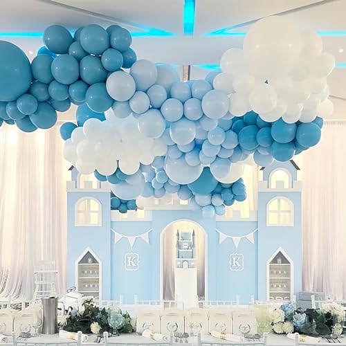 Image of PartyWoo Baby Blue Balloons 50pcs Light Pastel Sky Aqua Blue Color | Balloons for Graduation Baby Shower Gender Reveal Weddings Easter Birthday Bachelorette Party Decorations Blue-Q13