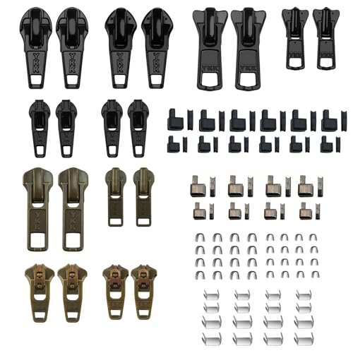 Zipper Repair Kit PRO Upgrade for YKK- Includes #4.5 & #4YG Metal Sliders + Insertion Pins for Jeans Pants & Outdoor Gear Compatible with YKK #3#4.5#5 Metal Plastic & Coil Zippers (20 Pcs)