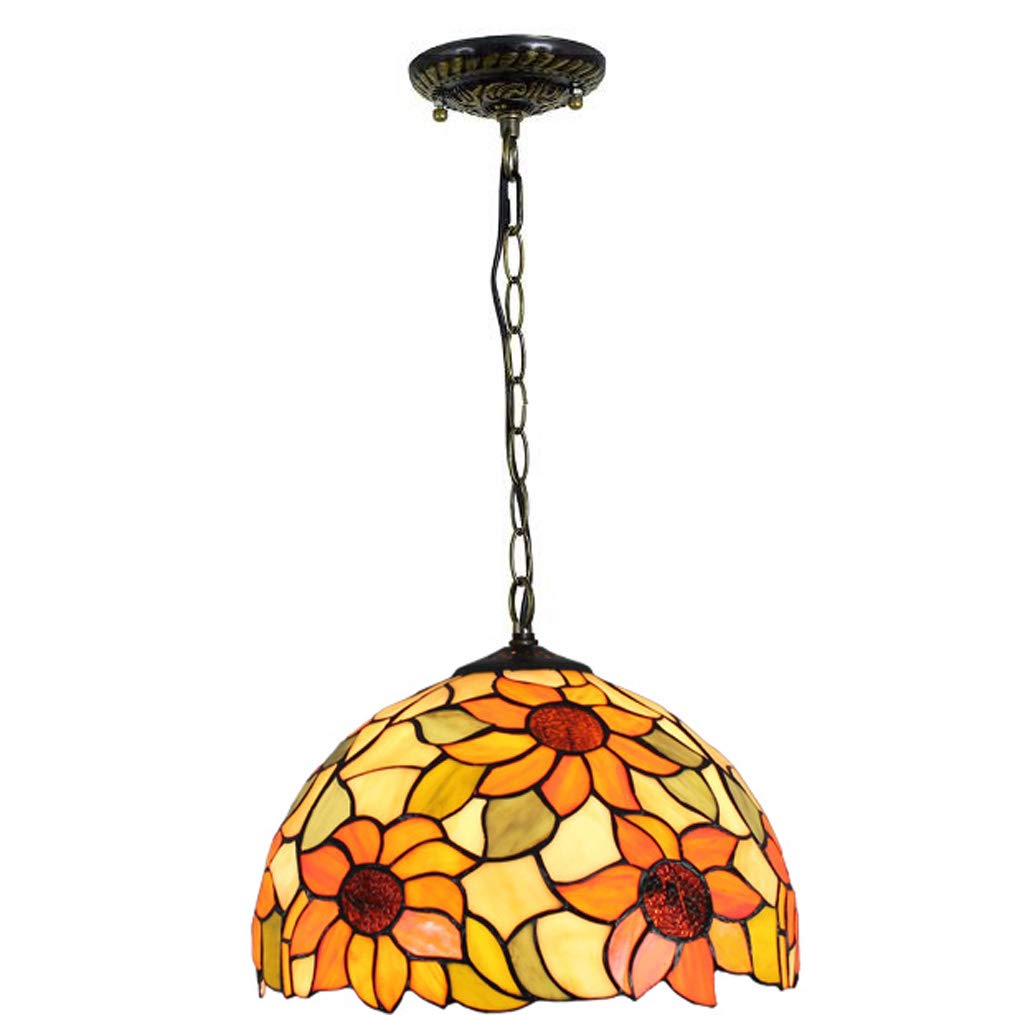 YNIYUJKL Tiffany-Style Pendant Light, 12-Inch Sunflower Stained Glass Ceiling Hanging Lamp, Used In Restaurants, Kitchens, Cafes, Entrances, Balconies Chandelier Lighting