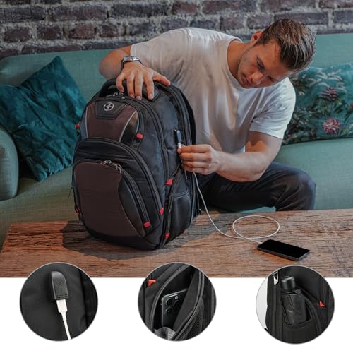 Image of Swissdigital Design Men's Laptop Backpack for Women, Large Capacity Business Travel Bag Black /Brown | J14-32