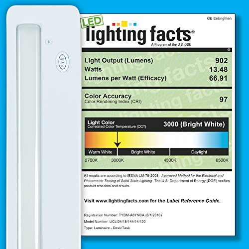 Image of Enbrighten Premium 18in. LED Under Cabinet Light Fixture, Direct-Wire, 900 Lumens, 97 CRI, Color-Select, On /Off Switch, In-Wall Dimmer Compatible, 50,000 hr. LED Life, Steel Housing, White, 34287