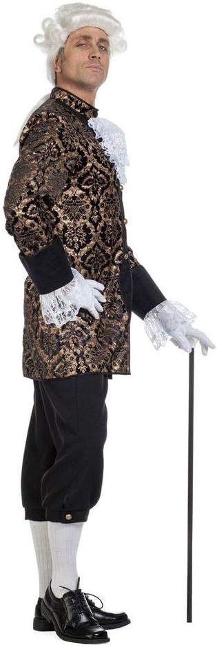 shoperama Marquis Louis Men's Baroque Rococo Costume Black/Gold Velvet Suit Graf King Eagle Noble Man French de Sade, Size: 50