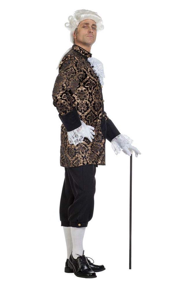 shoperama Marquis Louis Men's Baroque Rococo Costume Black/Gold Velvet Suit Graf King Eagle Noble Man French de Sade, Size: 50