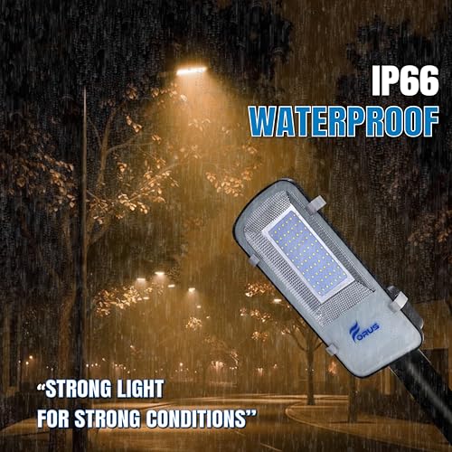 Image of Forus 50W LED Street Light with Clamp, IP66 Waterproof Outdoor LED Street Light, High Lumen 6000lm Amber, Aluminium Body for Road, Parking Lot, Garden & Industrial Outdoor Lighting (1 Pc)