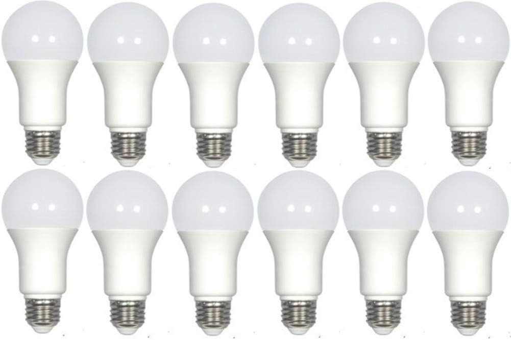 Satco S29837 Pack of 12 LED Light Bulbs, Frosted Finish, 120 Volts, 9.8 Watts, 800 Initial Lumens, A19 Lamp Shape, Medium Base, E26 ANSI Base, 220' Beam Spread, 3500 Kelvin Temp, Dimmable