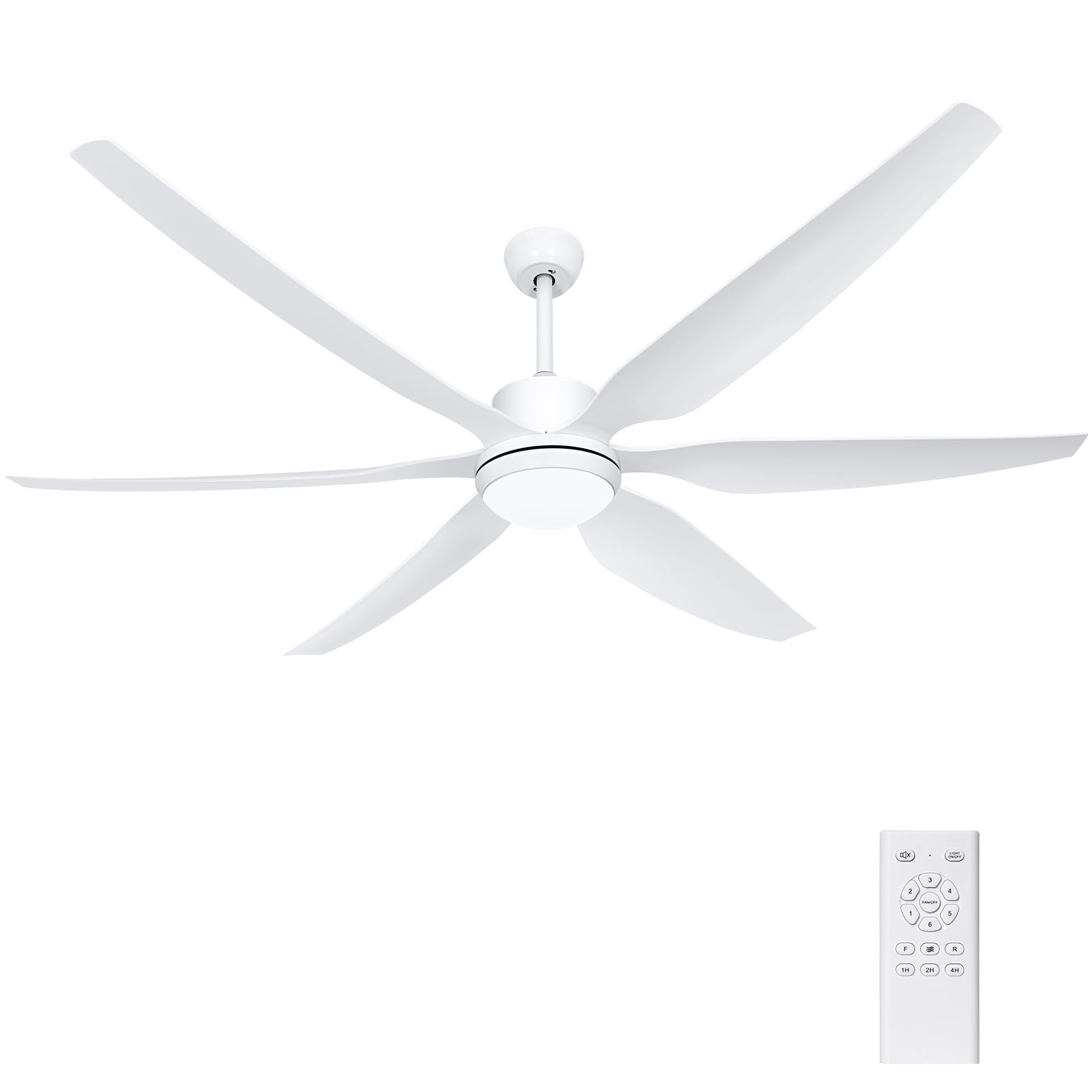 Ohniyou 66'' Ceiling Fan with Lights Remote Control, Large Ceiling Fan White, 6 Blades 6 Speeds 3 CCT Modern Ceiling Fan Light for Outdoor Indoor Patios Living Room Porch Garage Warehouse