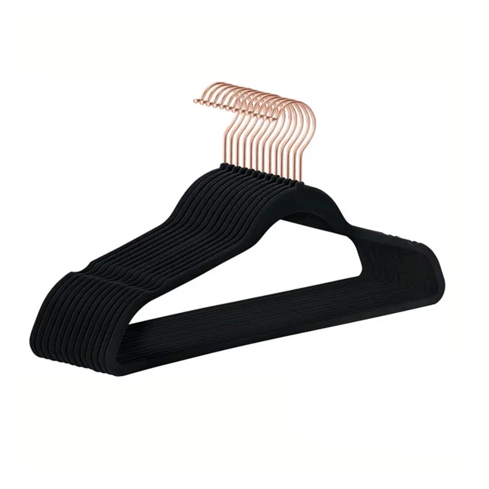 KFGISD, 45CM Flocking Hanger Plastic Non-slip Hanger Velvet Magic Hanger Clothing Store Coat Without Trace ，Hangers(Black Rose Gold)