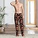 VOSERY Mens Pajama Pants - Fashion Red Flame Skull Guitar Print Pjs Sleep Bottoms for Mens Lounge Pants with Pockets