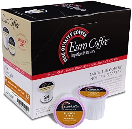 Euro Coffee Natural Pumpkin Spice, 24 Count Single-Serve K-Cup Keurig Compatible. Award Winning Artisan Coffee Roaster