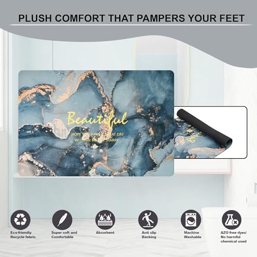 Image of UMAI Polyester Rubber Bathroom Mat (40 * 60cm) Bath Mat | Anti Skid Mat for Bathroom Floor | Bathroom Accessories | Bathroom Mats Water Soak | Non Slip Mat for Bathroom (Fluid Print)