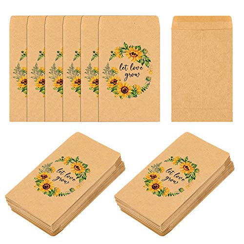 Sachets de graines Let Love Grow en papier kraft rustique pour mariage et baptême | Lot de 100