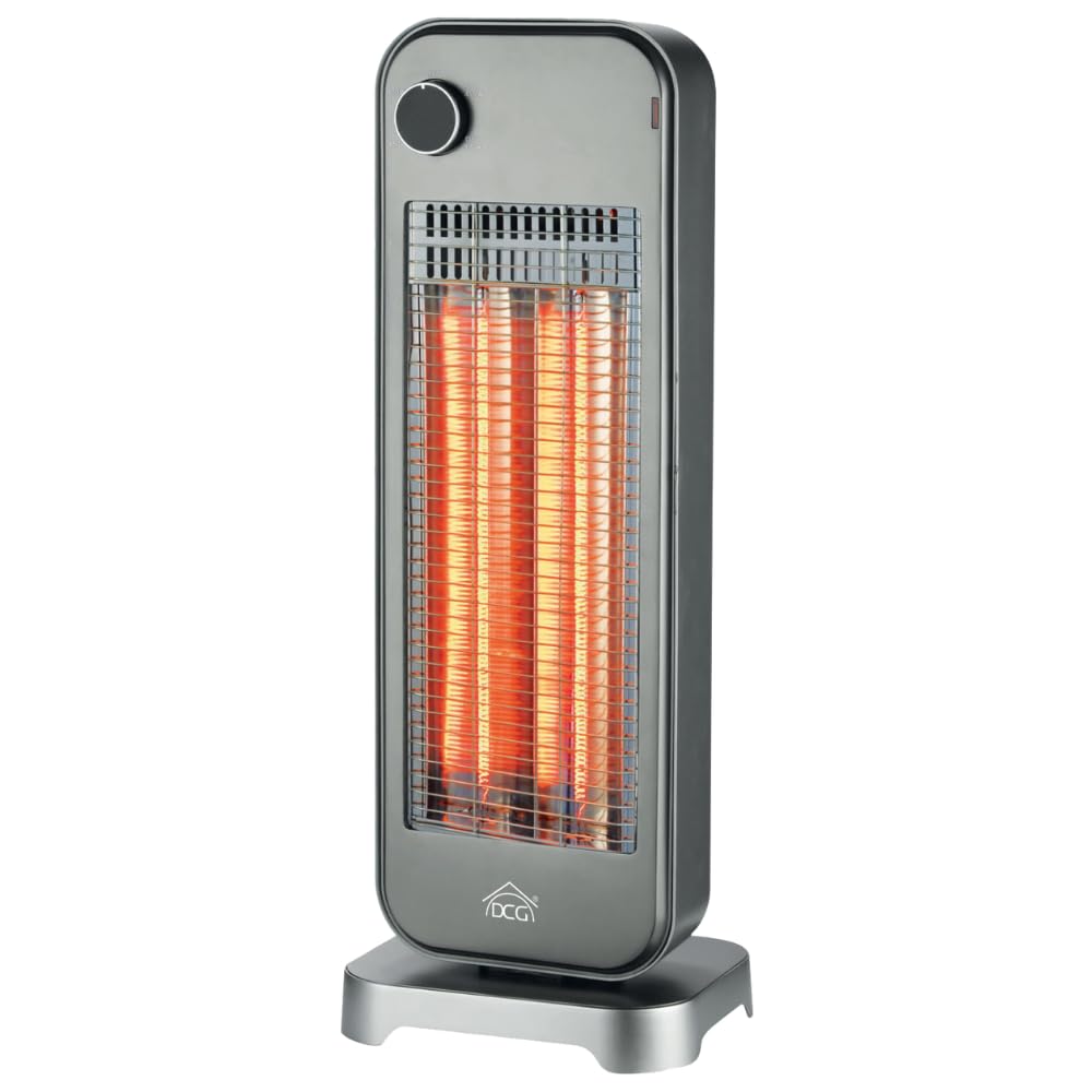 DCG SA9816 - Stufa al Carbonio Oscillante, 2 Livelli di Riscaldamento 450W e 900W, Elettrica a Basso Consumo, Griglia di Protezione e Sistema di Sicurezza Anti-Ribaltamento, cm. 25,5x20,5x69