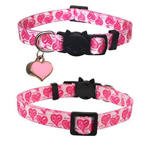 Lamphyface 3 Pack Valentine's Day Cat Collar with Bell Breakaway Adjustable Love Heart - Image 5
