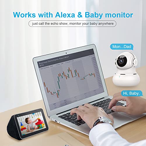 Image of [2022 New] Pet Camera, 1080P Indoor Security Camera, Home Camera with Phone App, 360 Degree WiFi Camera Wireless for Baby /Dog, IR Night Vision, Motion Detection, 2-Way Audio, Work with Alexa