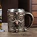 Tassen Becher günstig Kaufen-Meyas Bierkrüge Edelstahl Bierbecher Bierkrug Humpen,Bier Tassen Trinkbecher Kaffeebecher,Mittelalterliche Trinkgefäße Becher, Bierkrüge Kaffee Becher,Bar Dekoration Geburtstagsgeschenk für Papa 500ml