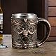 Meyas Bierkrüge Edelstahl Bierbecher Bierkrug Humpen,Bier Tassen Trinkbecher Kaffeebecher,Mittelalterliche Trinkgefäße Becher, Bierkrüge Kaffee Becher,Bar Dekoration Geburtstagsgeschenk für Papa 500ml