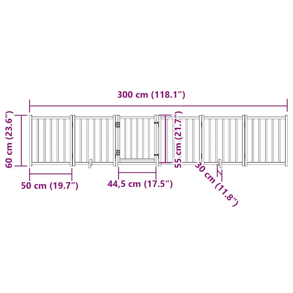 vidaXL Puerta para Perros Plegable 6 Paneles Madera de álamo 300 cm, Puerta para Mascotas, Puerta de Seguridad para Perros, Puerta para Perros de Seguridad