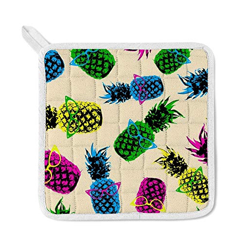 Top Carpenter Polyester Insulation Kitchen Oven Mitts Potholder Apron 3Pcs Set Hipster Style Pineapple Fruit Non Slip Heat Resistant Gloves For Baking Cooking Bbq #TOP2