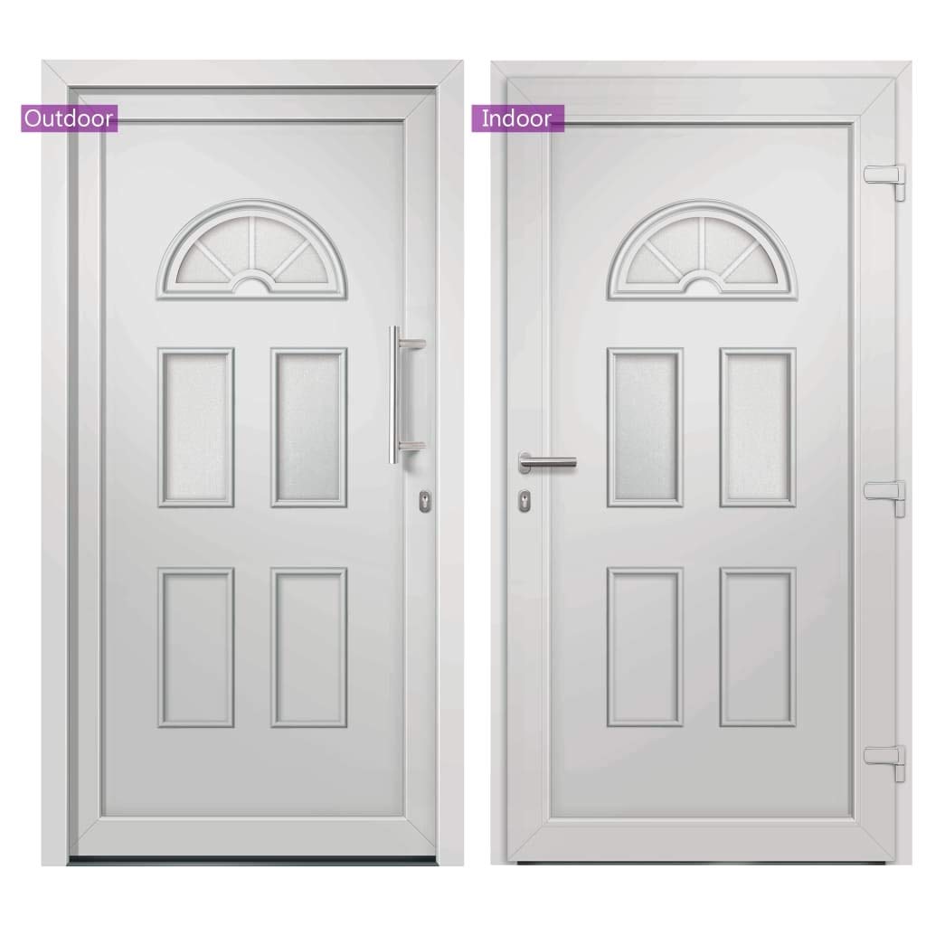 vidaXL Porte d'Entrée Principale Maison Sécurité Extérieur Charnières Réglables 3D Serrure à Tête de Champignon à 5 Points Blanc 98x198 cm