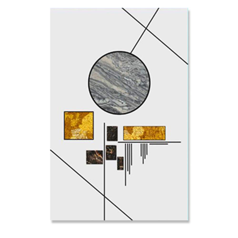 Imprimir lienzo pintura nórdica geometría moderna cartel lámina de oro abstracto pared arte imagen para sala marco decoración 50x70 cm x3 /19.7 "x 27.6" con marco