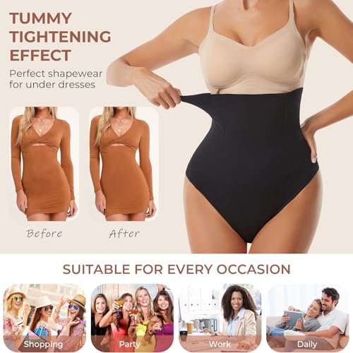 Image of Dulchany Thong Shapewear Tummy Control Underwear Body Shaper for Women