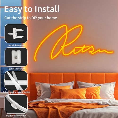 ShineBurky Orange Neon LED Strip Lights, 5M Cuttable Outdoor Rope Lights with Plug - Image 3