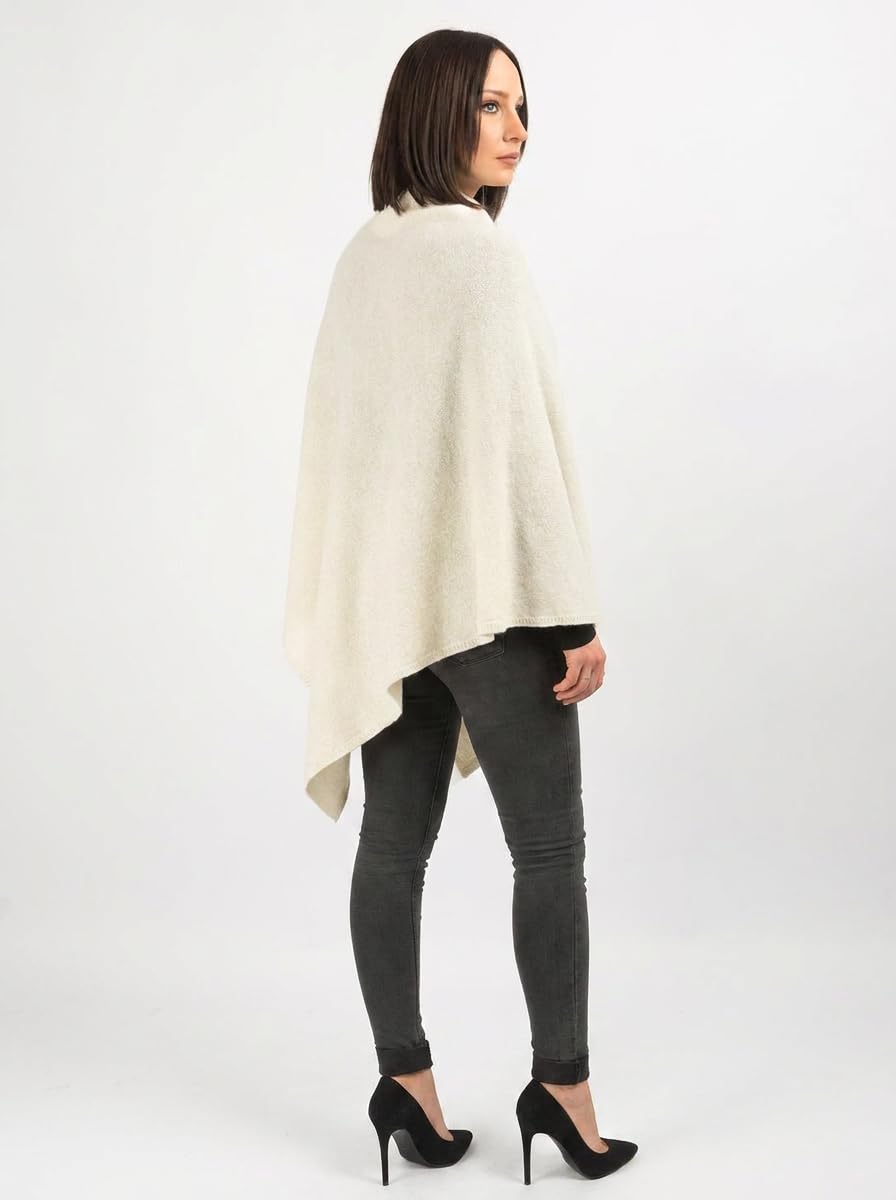 Dalle Piane Cashmere Damen Poncho Leicht 100% Kaschmir | Umhang für Frühling, Sommer, Abend und Reisen, 72x72 cm, Einheitsgröße, Geschenk für Sie, Made in Italy