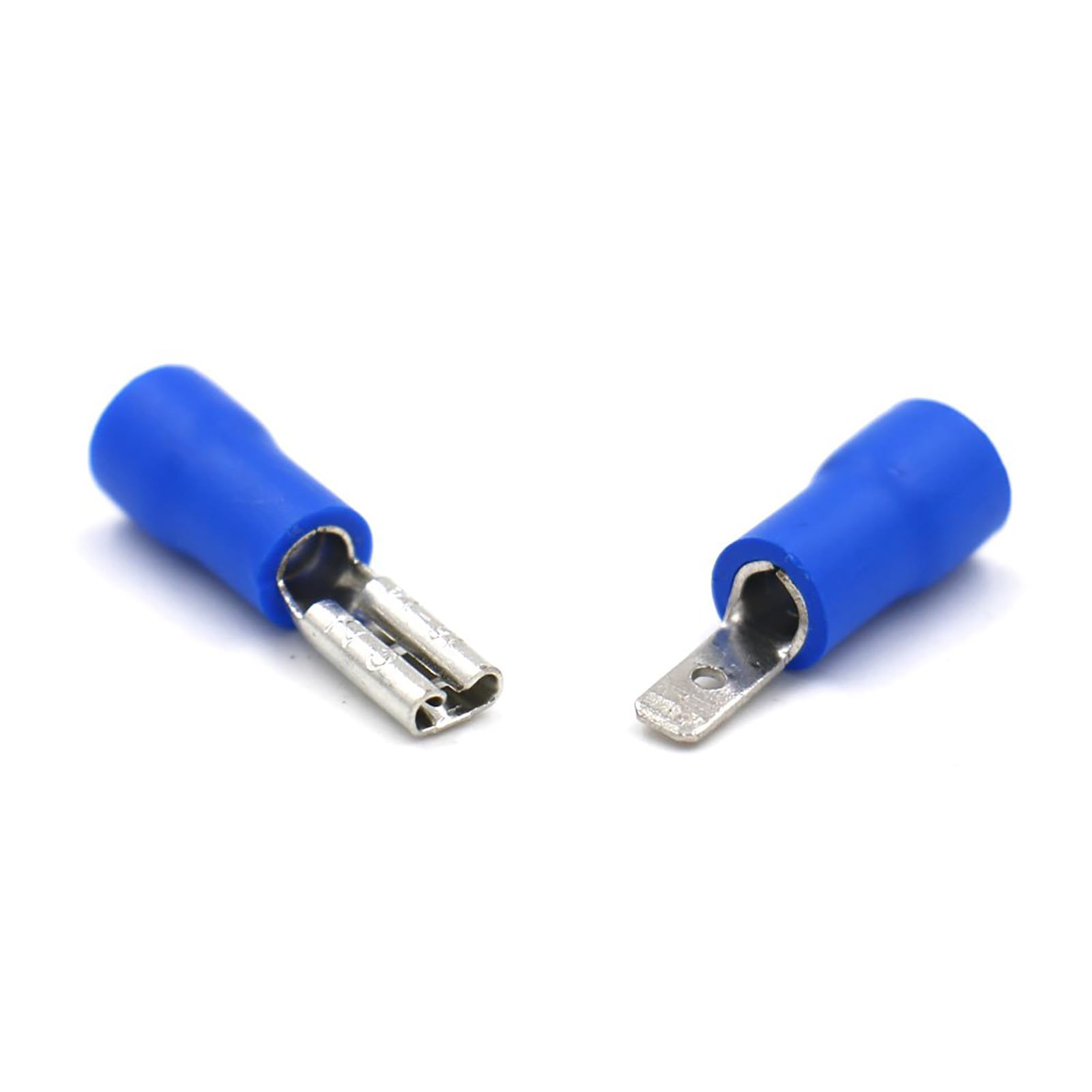 Baomain Blue Female/Male Insulated Spade Wire Connector Electrical Crimp Terminal 16-14 AWG 2.8 x 0.5mm 100 Pack