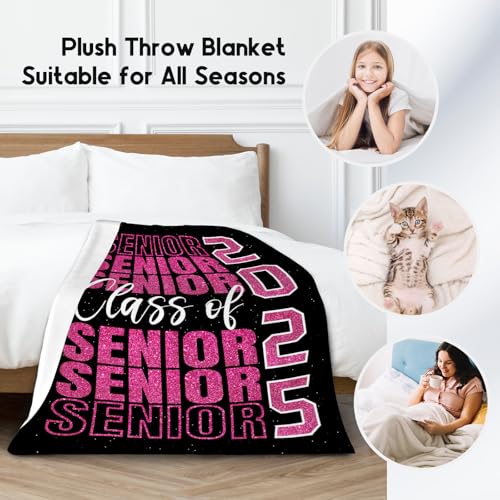 Graduation Blanket - Class of 2025 Graduation Gifts for Her or Him - 40"x50" Flannel Warm Throw Decorations - Senior 2025 Red Blankets for College, High School