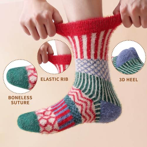 Image of SISOSOCK 5 Pairs Fuzzy Soft Cozy Comfortable Socks for Women, Casual Sleep Comfy Socks, Perfect Warm Winter Gifts for Women