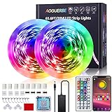 AOGUERBE Luces LED 20M, Tiras LED con Controladas por APP, IR Control Remoto, Modos de Música y Micrófono, Tira de Luz Apto para Salón/Fiestas/Bares/Dormitorio, Luces de Colores para Habitación