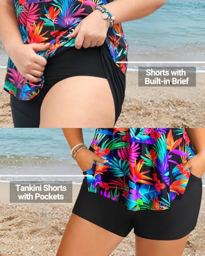 Image of Daci Women Plus Size Tankini Swimsuit - 2 Piece Flowy Plus Size Bathing Suits and Shorts with Pockets 2025