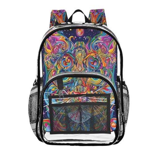 Cute Cat Kitten Clear Backpack Heavy Duty See Through Transparent PVC BookBag for Kids Boy Girl School Work