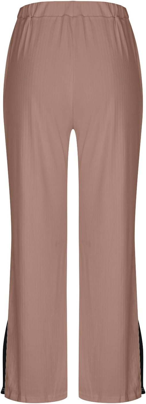 Women's 2 Piece Outfits Ribbed Knit Lounge Sets Long Sleeve Pullover Sweater Tops Wide Leg Pants Tracksuit Set