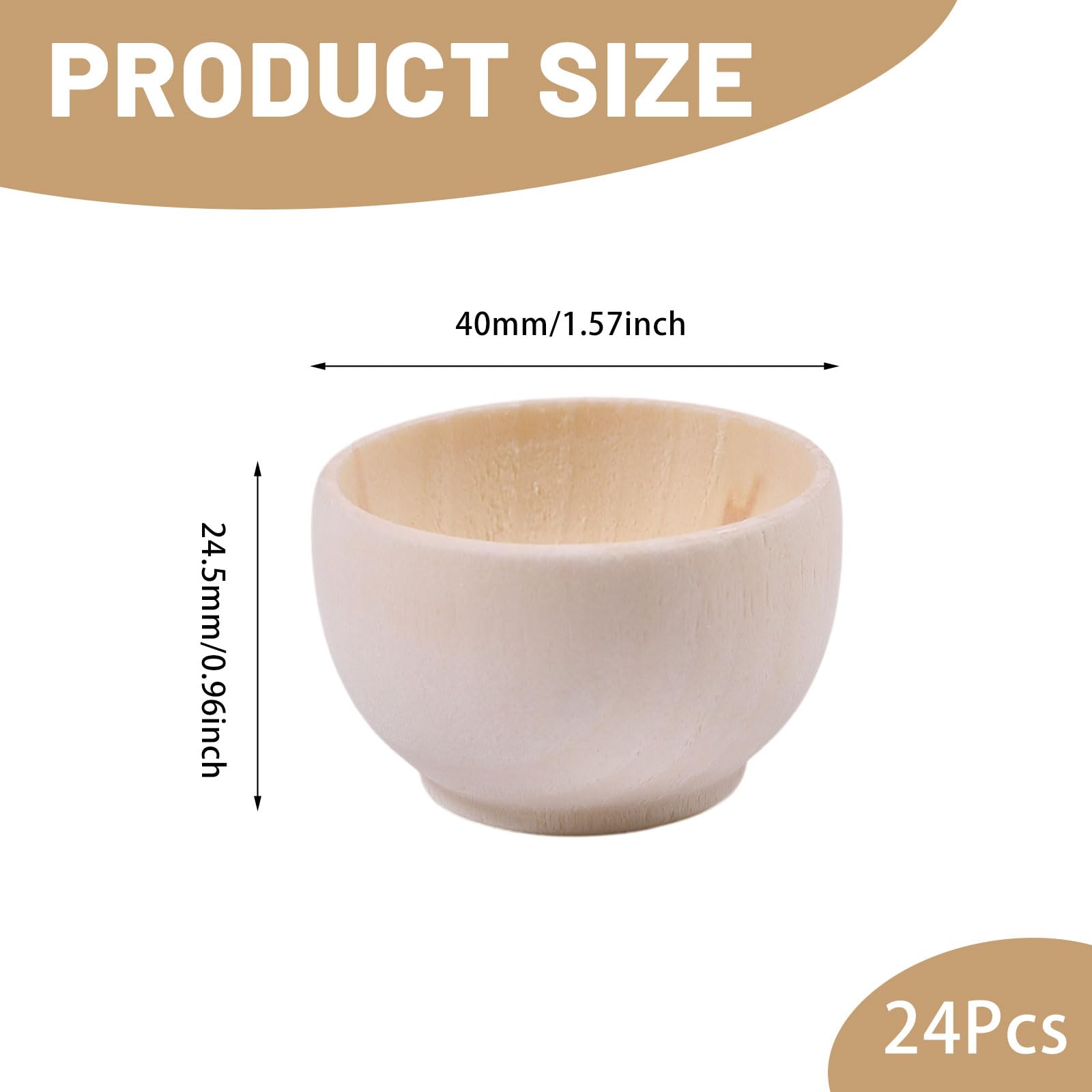 CHGCRAFT 24 Pz Mini ciotola in legno Ciotola rotonda in legno grezzo Ciotole per il fai da te, per ordinare e decorare, diametro di 1,57 pollici