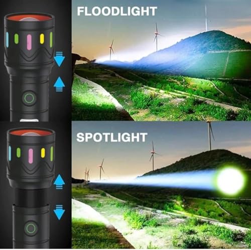 Image of RL-M34 High Power 100W LED Torch Light | Rechargeable Battery | 6 Lighting Modes | Telescopic Zoom Flashlight | Type-C Charging for Night & Outdoor Use