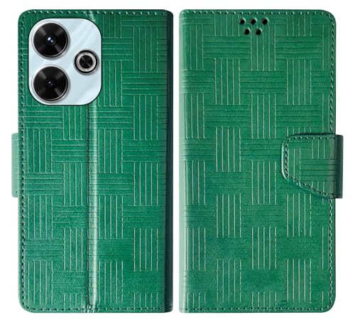 Image of SBMS Flip Cover for Xiaomi Mi Redmi 13 5G / Xiaomi Mi Redmi 13 4G Back Cover Case with Magnatic Closure | Inbuilt Stand | Card & Money Pocket (Mat Green)