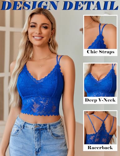 Image of Avidlove Lace Bralette for Women V Neck Camisoles Racerback Adjustable Strap Sexy Crop Tops