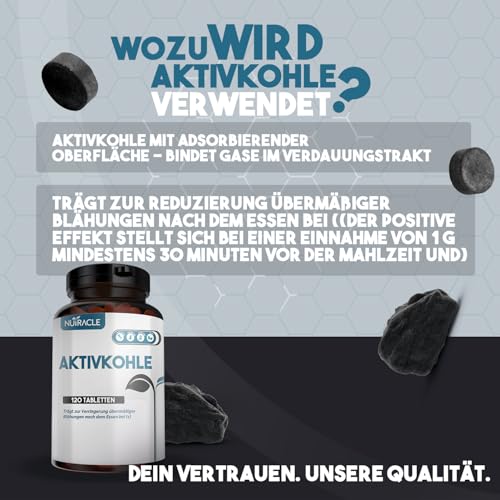 Nutracle Aktivkohle 120 Tabletten zu 500 mg