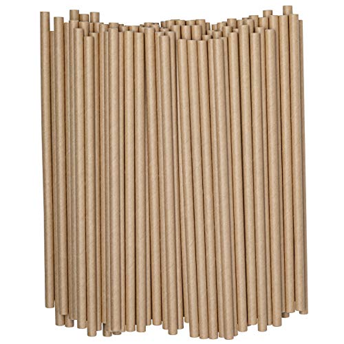 paper straws extra long - Kraft Paper Drinking Straws [200 Pack] 100% Biodegradable & Ink-free