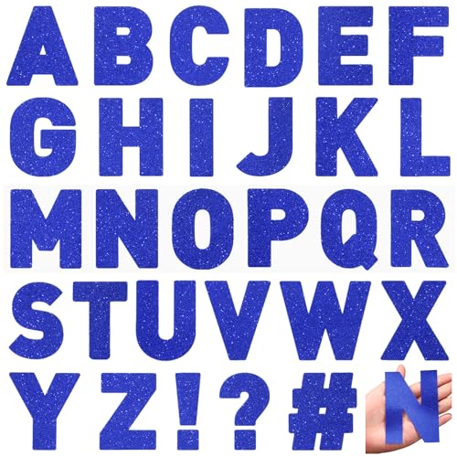 Image of Harloon 232 Pcs Large Glitter Letter Stickers 24 Sheets Classroom Bulletin Boards Decorations Big Font Alphabet Letter Self Adhesive Letters Stickers Back to School Decor DIY Craft(Blue,4 Inch)