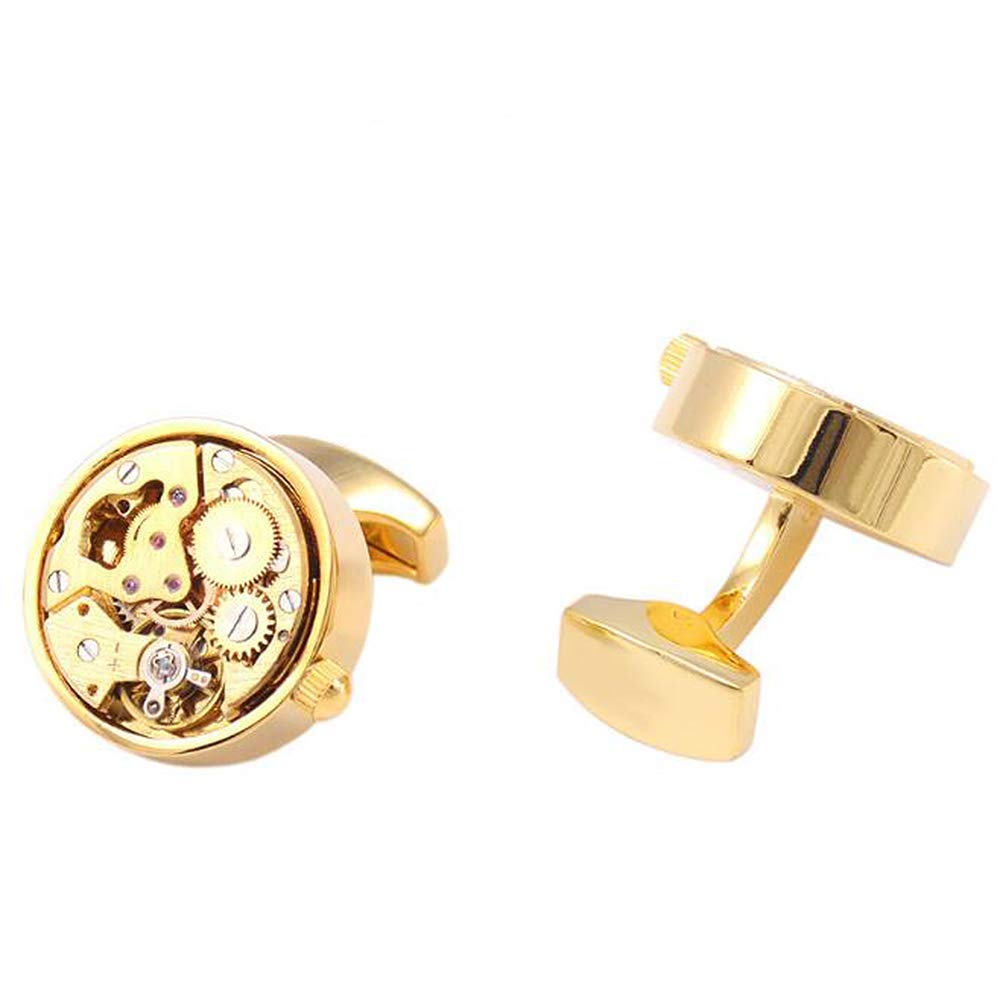 Neuartige Manschettenknöpfe für Herren aus Gold, Deluxe Steampunk Vintage Mechanische Steampunk-Manschettenknöpfe, mit eleganter Aufbewahrungsbox
