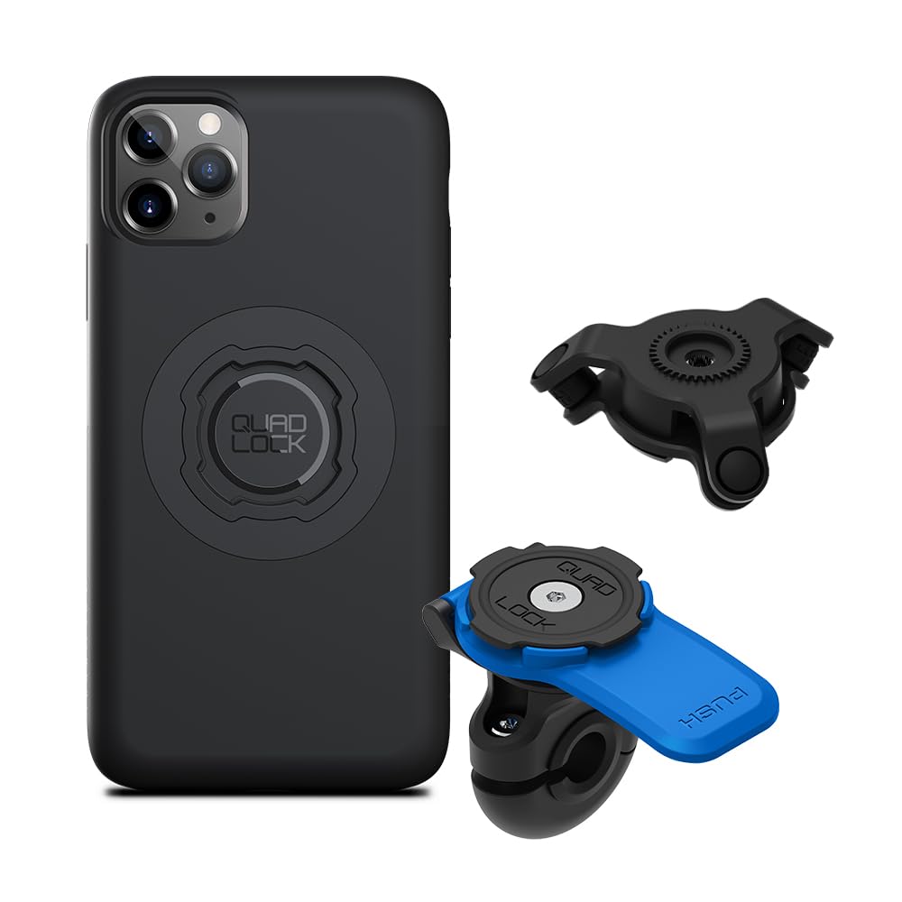 Quad Lock Mirror Motorcycle Phone Mount with Vibration Dampener and MAG Phone Case for iPhone 11 Pro Max